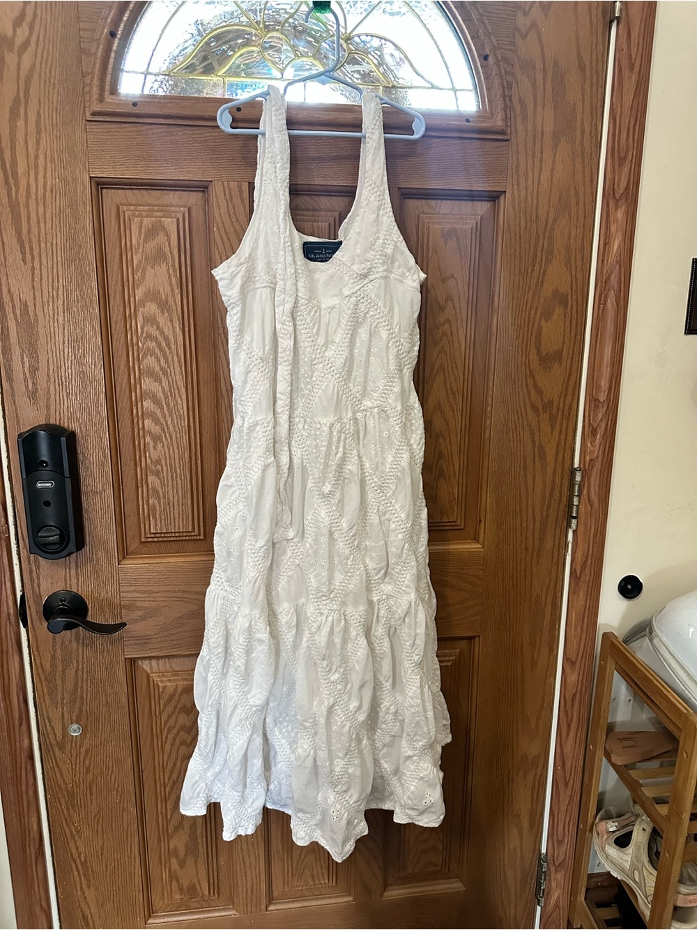 KJP White Sleeveless Eyelet Embroidery Dress